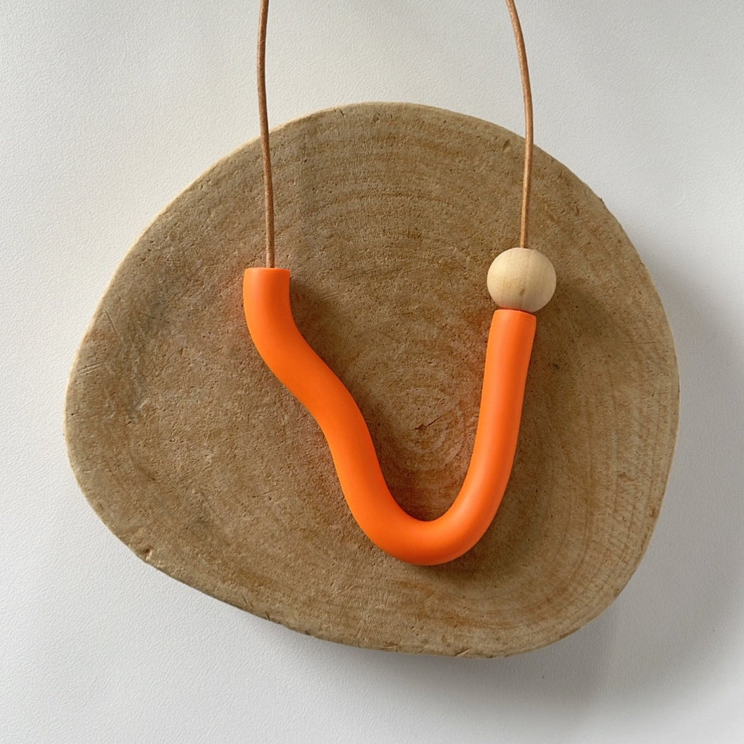 Abstract necklace neon orange