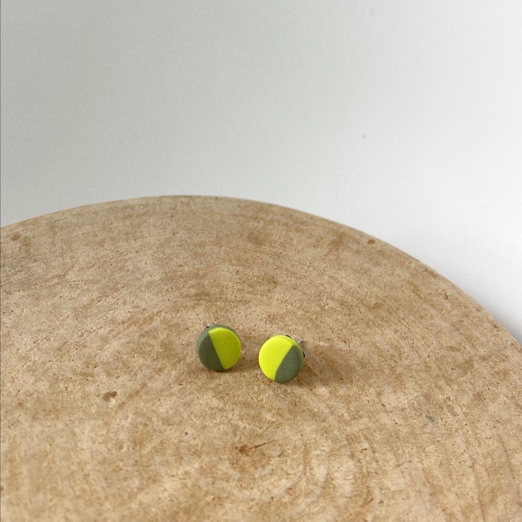 mini studs neon green/ army green